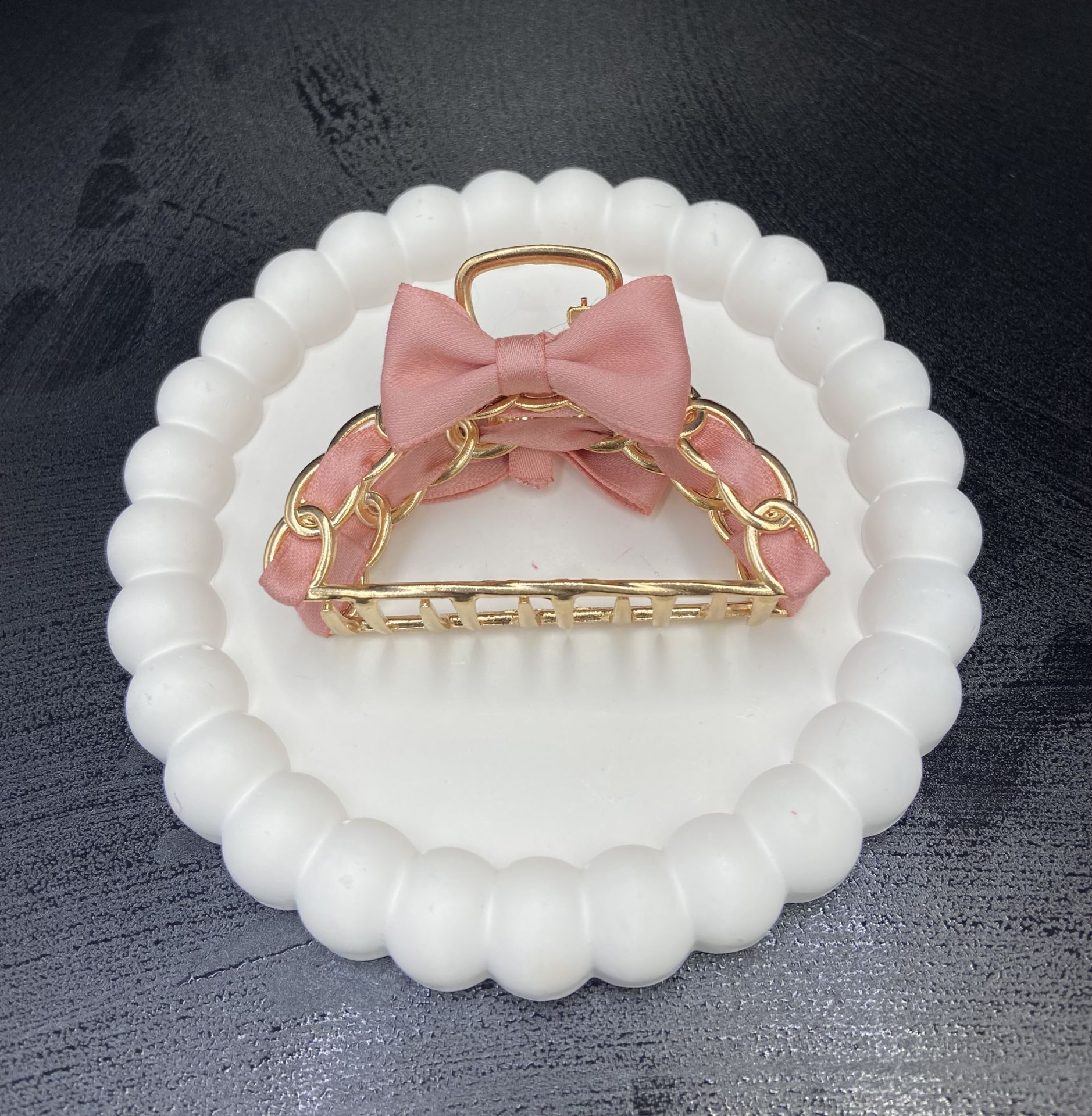 Mandal Toka Kurdela Detaylı Metal Pembe Renk