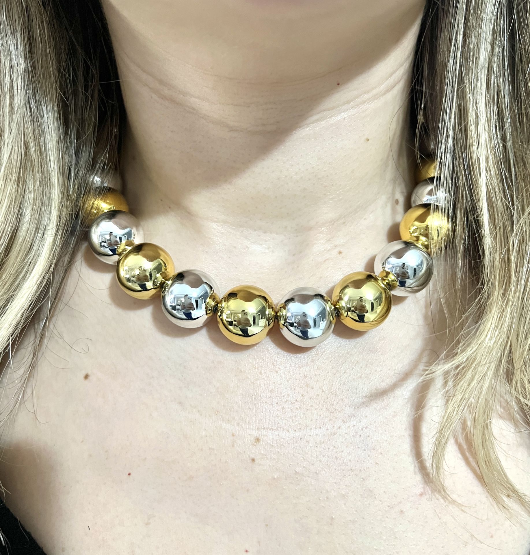 Çelik Kolye Tamtur Model Gold-Gümüş Karışık Renk