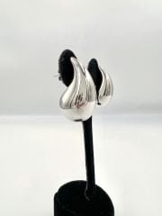 Çelik Küpe Bttg Model Büyük Boy Gümüş Renk 3 cm