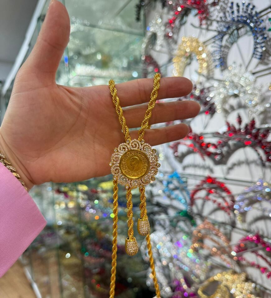 22K ALTIN KAPLAMA 80 CM ARNAVUT KÖSTEĞİ ZİYNETLİ YUVARLAK MODEL