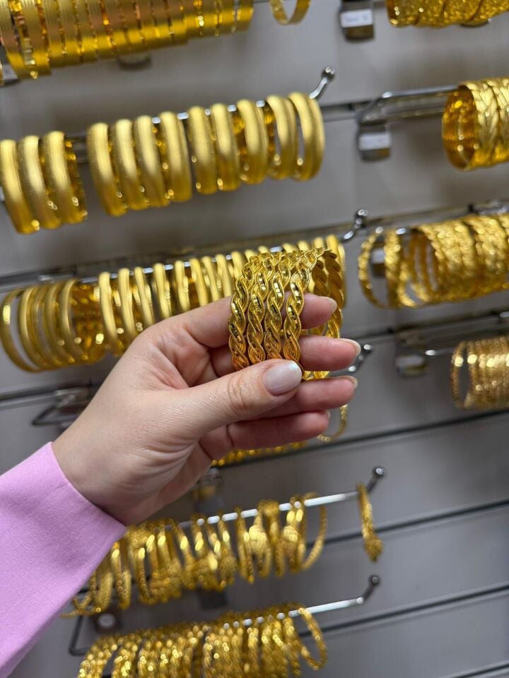 22K ALTIN KAPLAMA YALDIZLI ÖRGÜ MODEL BİLEZİK