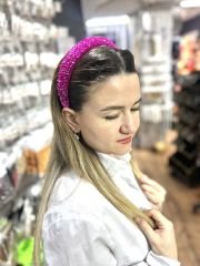 Kristal Boncuklu Taç Fuşya