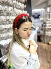 Kristal Boncuçlu Taç Kırmızı
