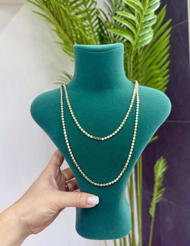Çelik Kolye Bal Peteği Model Gold Renk