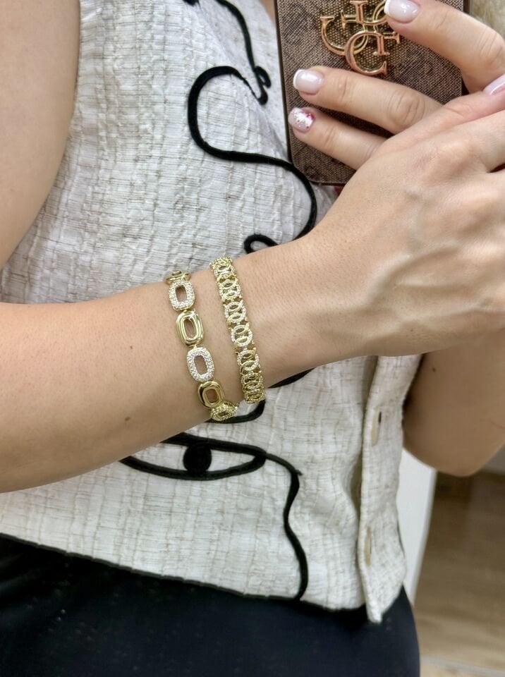VIP Özel Seri Bileklik Oval Kesin Gold Renk