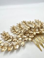 Yan Tarak Toka Yaprak Model Saç Aksesuarı Gold Renk