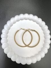 Çelik Halka Küpe Burgu Model Gold Renk 5 cm