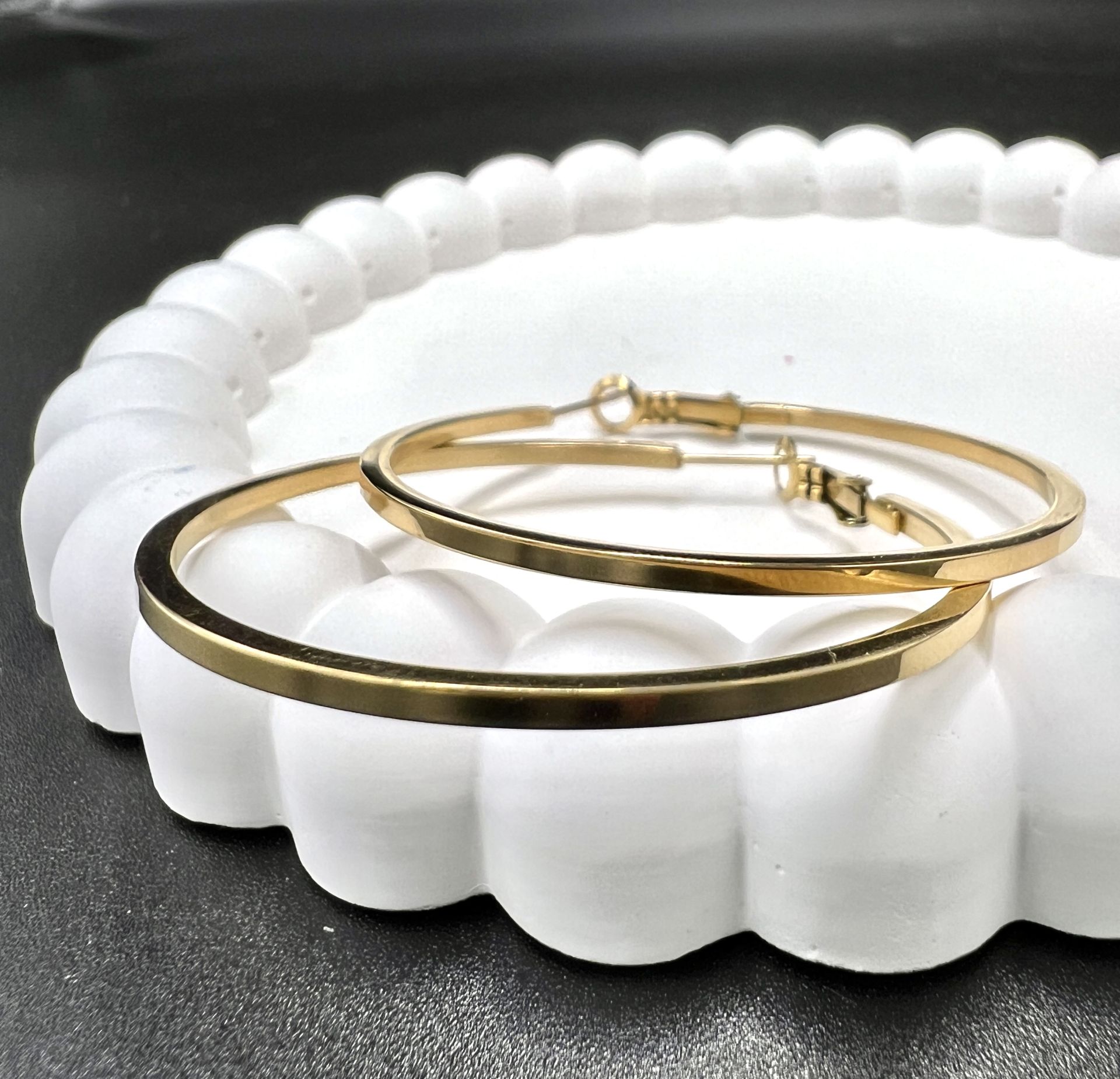 Çelik Halka Küpe Kibrit Model Gold Renk 5 cm