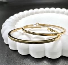Çelik Halka Küpe Kibrit Model Gold Renk 5 cm