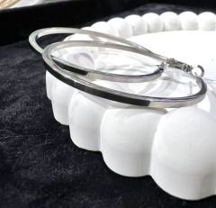 Çelik Halka Küpe Kibrit Model Gümüş Renk 3 cm