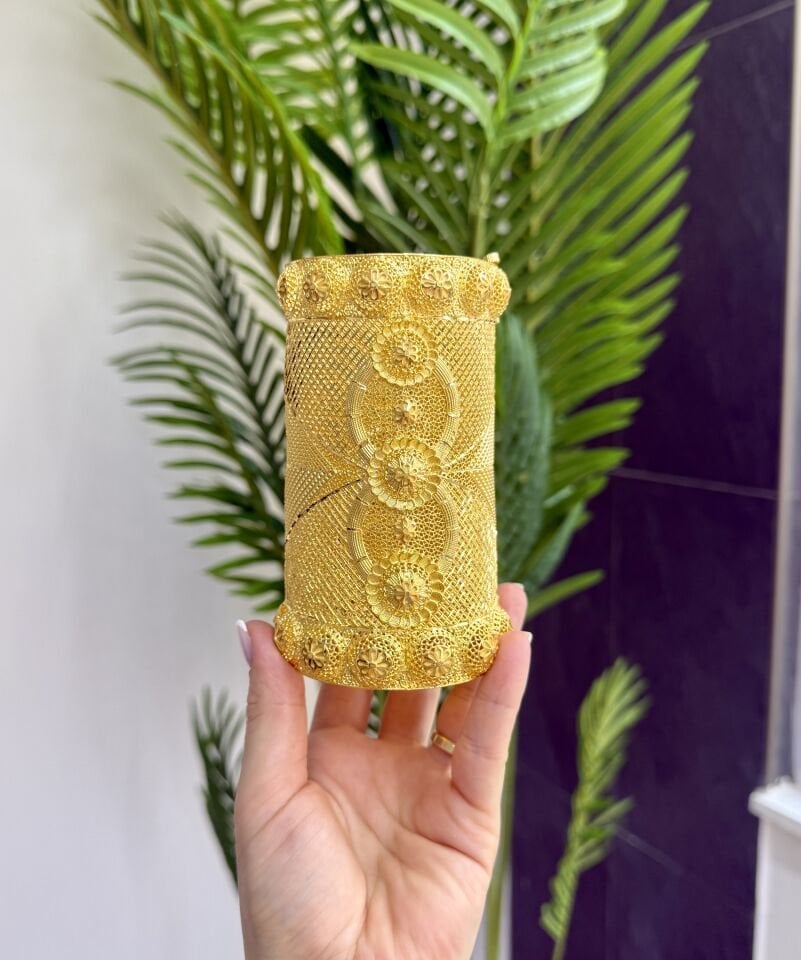 22K ALTIN KAPLAMA BORU KELEPÇE 13 CM