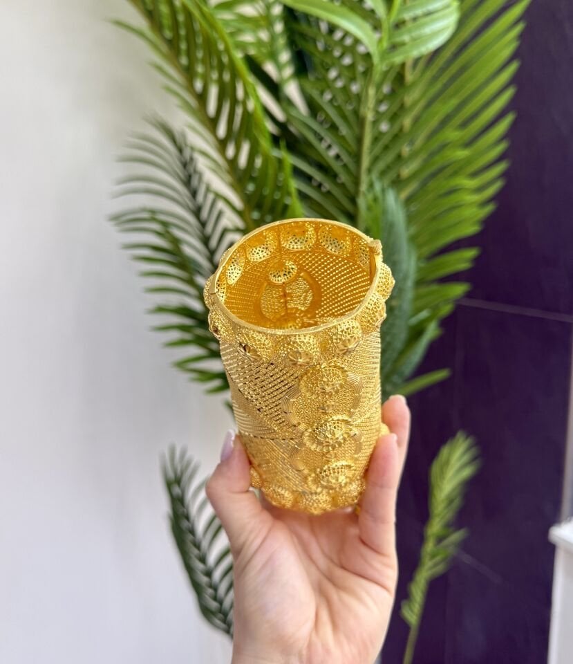 22K ALTIN KAPLAMA BORU KELEPÇE 13 CM