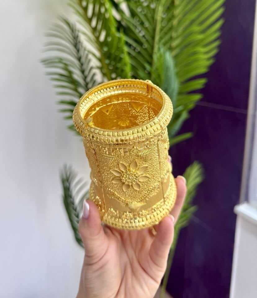 22K ALTIN KAPLAMA BORU KELEPÇE 11 CM