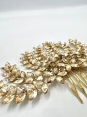 Saç Aksesuarı Yan Tarak Toka Yaprak Model Gold Renk