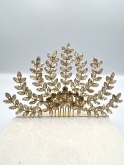 Saç Aksesuarı Yan Tarak Toka Yaprak Model Gold Renk
