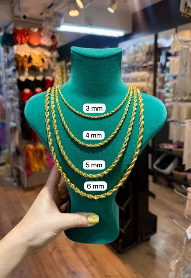 22K ALTIN KAPLAMA  BURGU ZİNCİR  70 CM