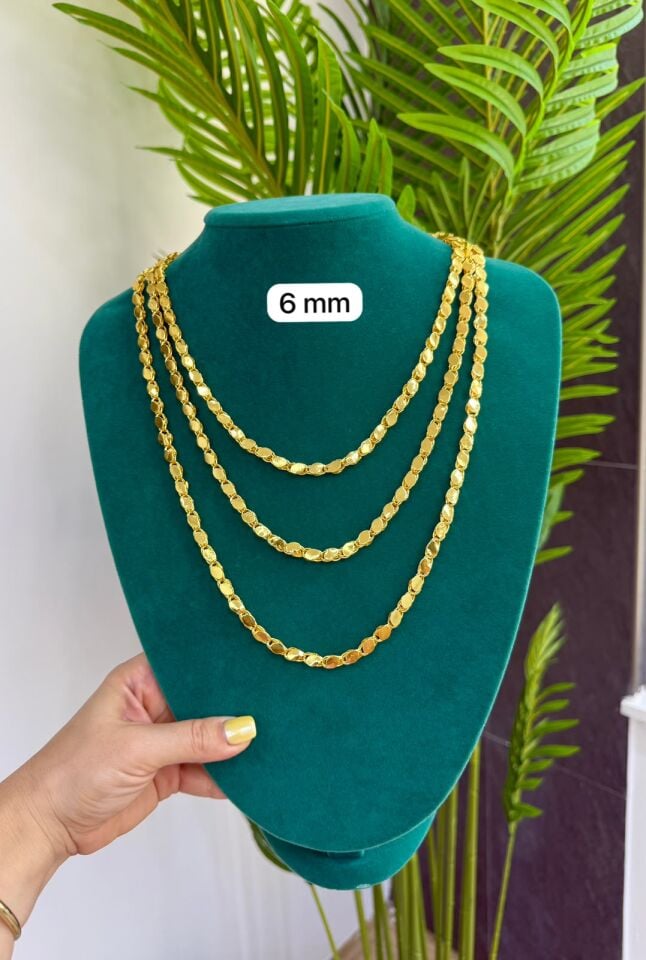 22K ALTIN KAPLAMA  ARPA MODEL HALEP ZİNCİRİ 2 METRE