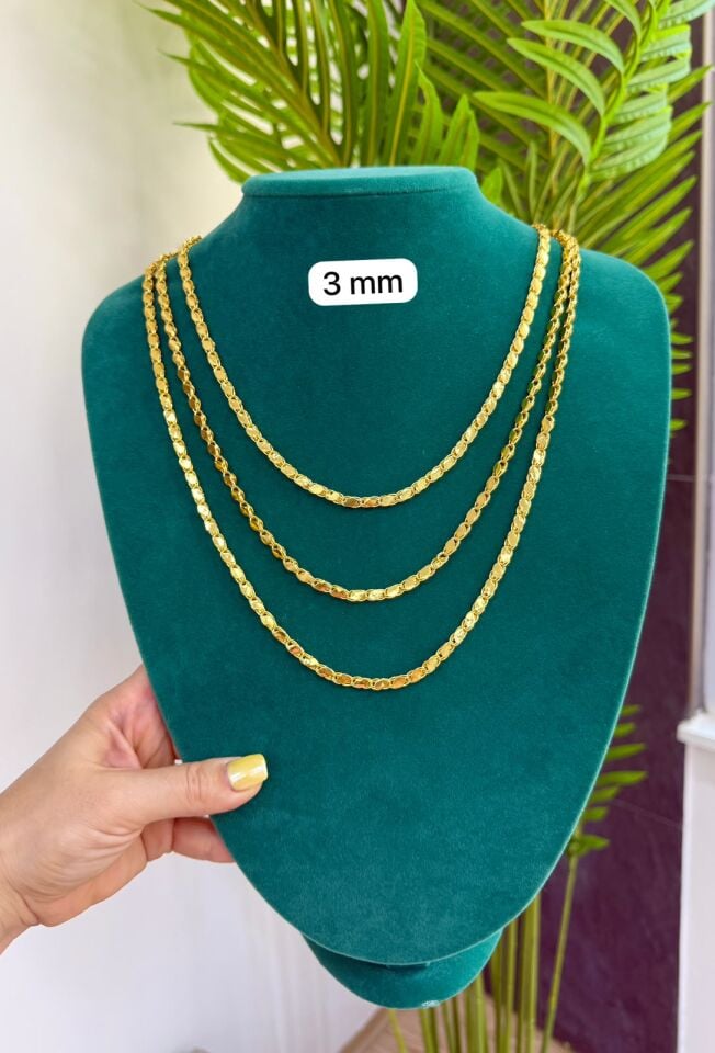 22K ALTIN KAPLAMA  ARPA MODEL HALEP ZİNCİRİ 2 METRE