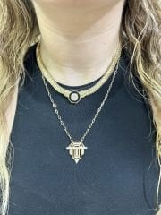 Altın Kaplama Rozet Kolye Gold Renk