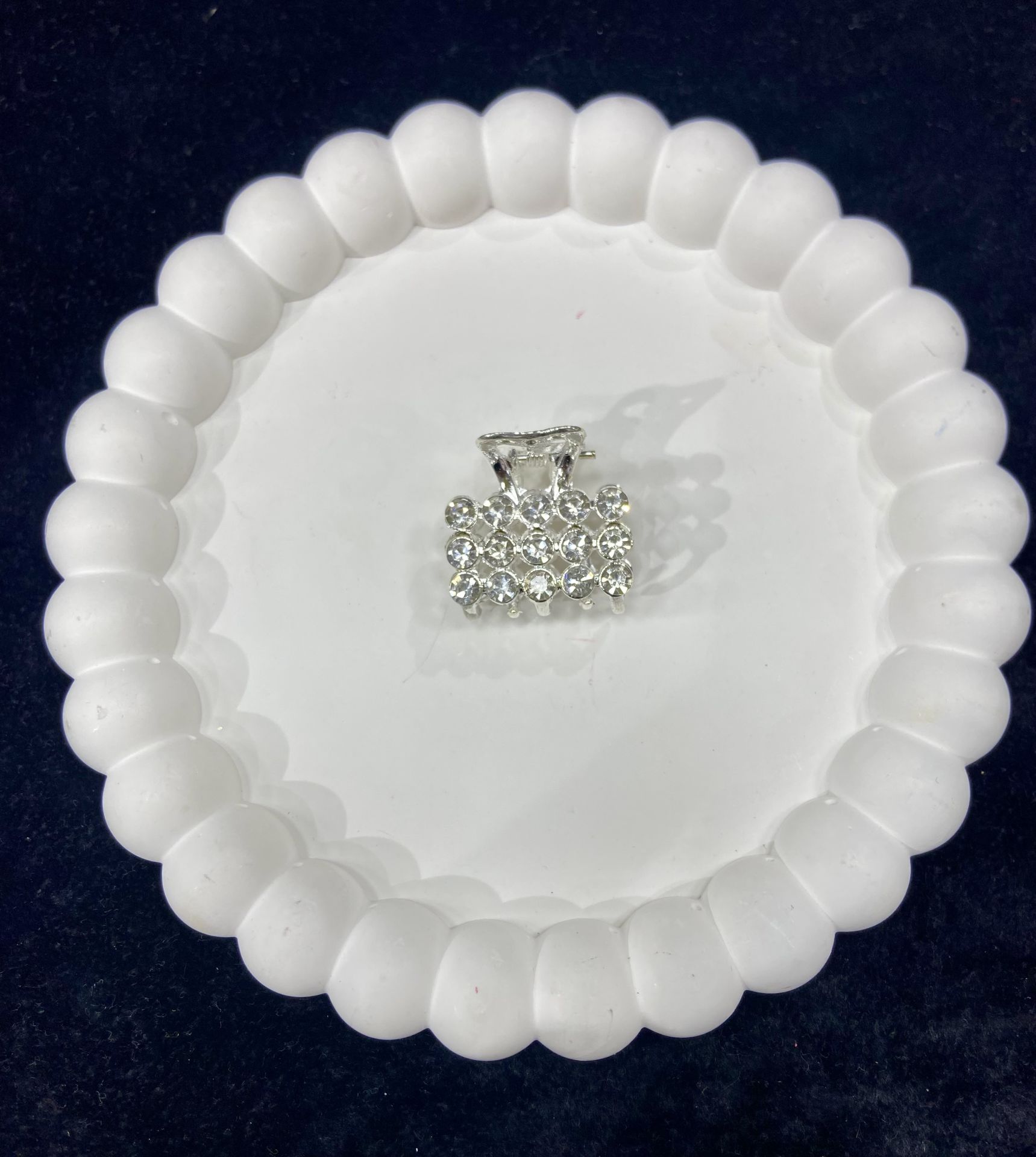 Taşlı Mandal Toka Kare Şekilli Küçük Boy Gümüş Renk