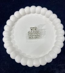 Taşlı Mandal Toka Kare Şekilli Küçük Boy Gümüş Renk