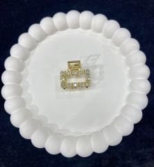 Taşlı Mandal Toka Kare Şekilli Küçük Boy Gold Renk