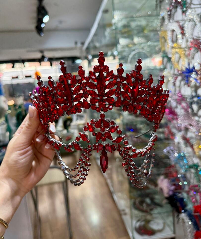 Gelin Tacı Alınlıklı Model Kırmızı Renk