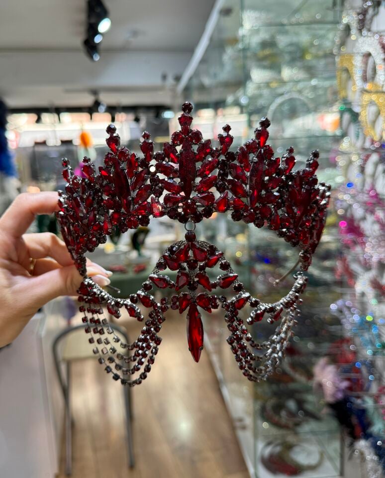 Gelin Tacı Alınlıklı Model Bordo Renk
