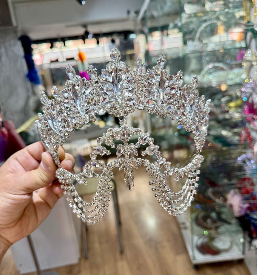 Gelin Tacı Alınlıklı Model  Gümüş Renk