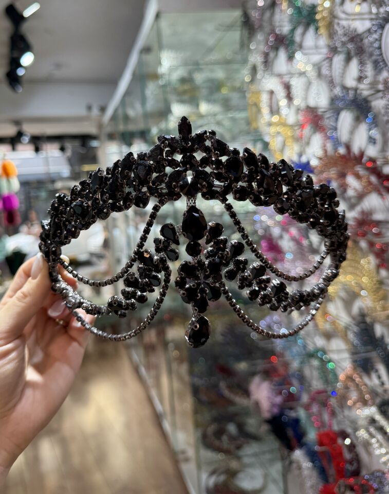 Gelin Tacı Alınlıklı Model  Siyah  Renk