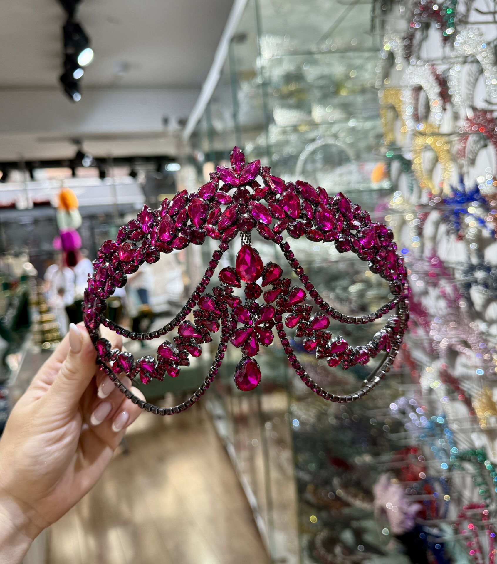 Gelin Tacı Alınlıklı Model  Fuşya  Renk