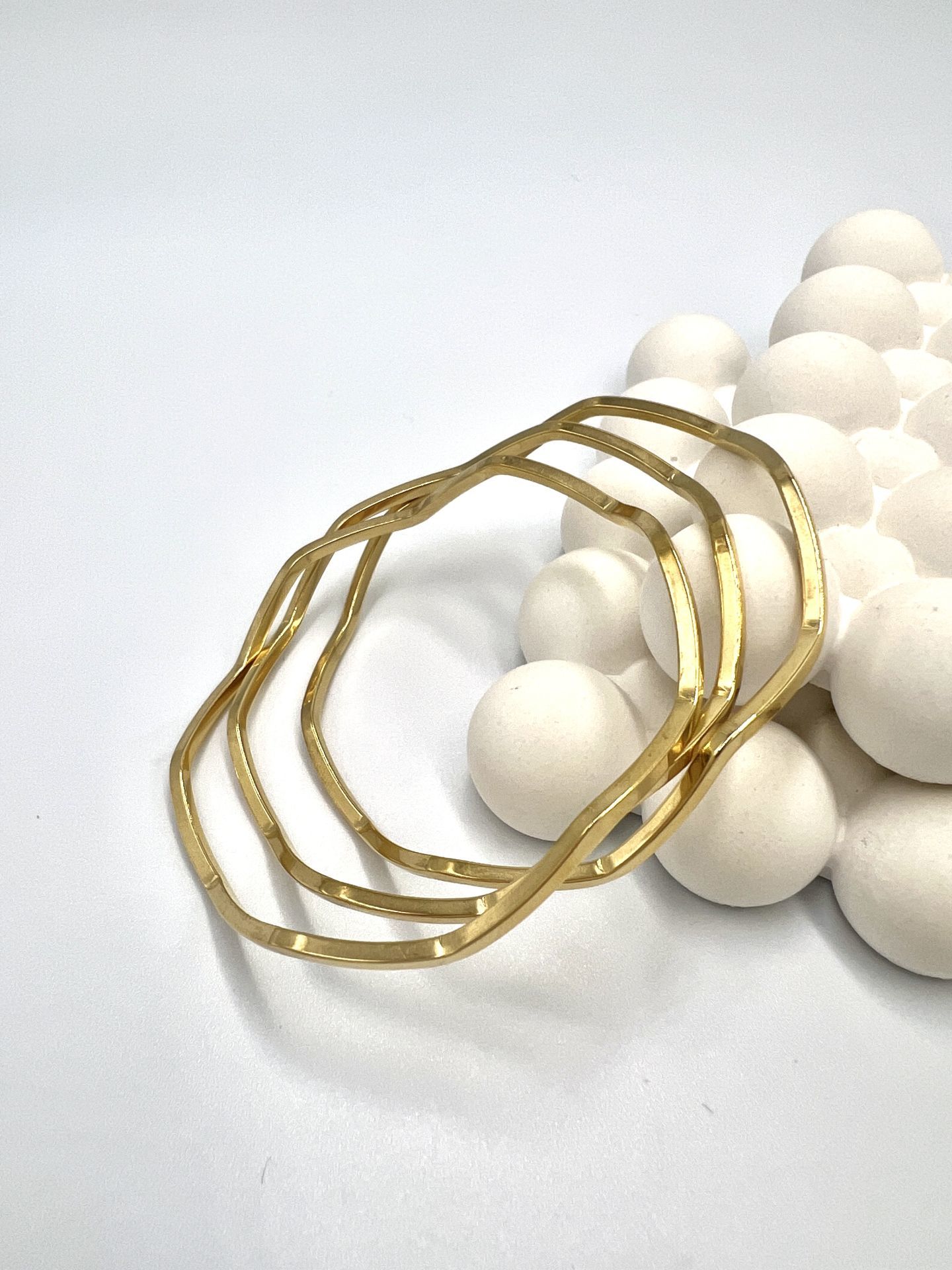 Çelik Ajda Bilezik Zikzak Model  65 mm Gold Renk