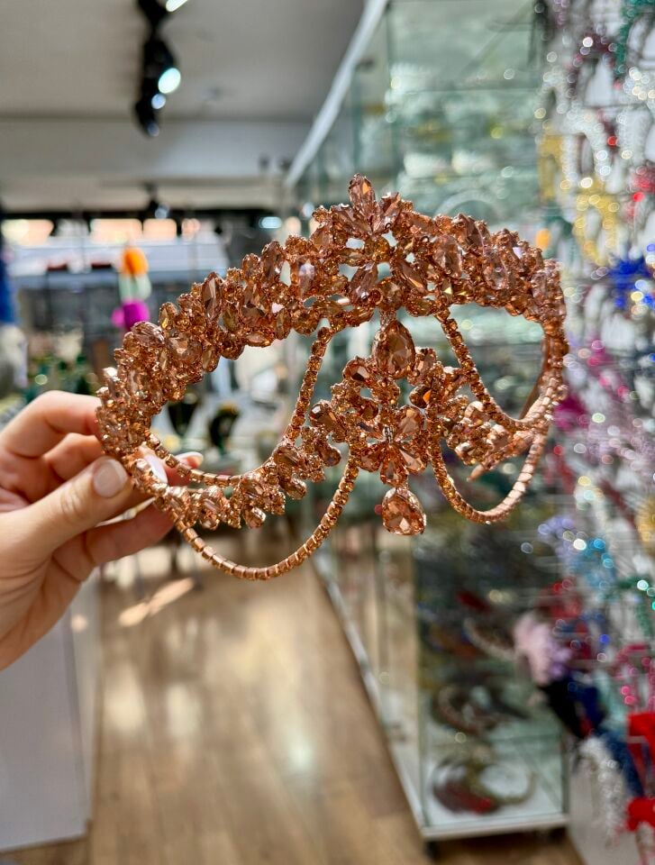 Gelin Tacı Alınlıklı Model  Rose  Renk