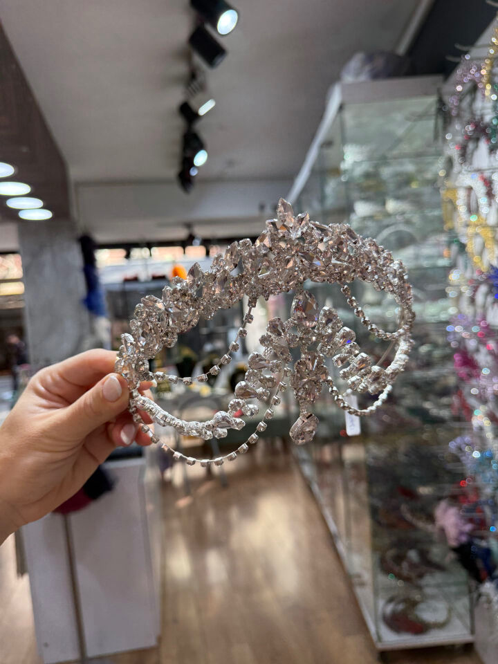 Gelin Tacı Alınlıklı Model  Gümüş  Renk