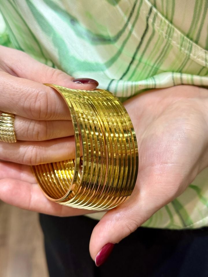 Çelik Ajda Bilezik İnce Kibrit Model 65 mm Gold Renk