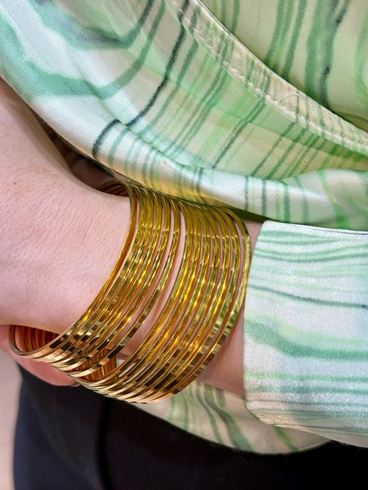Çelik Ajda Bilezik İnce Kibrit Model 65 mm Gold Renk