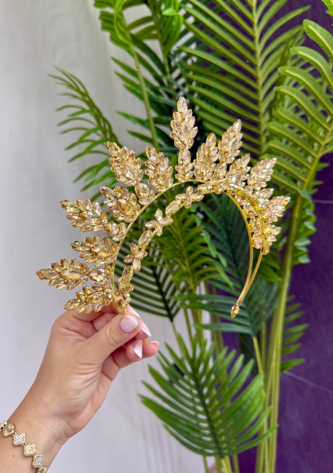 After Taç  Dik Çiçek Model Gold Renk