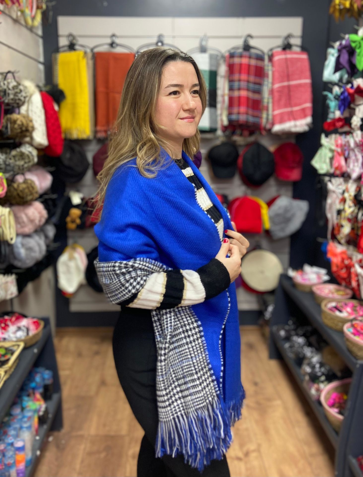 Çift Yönlü Şal Mavi