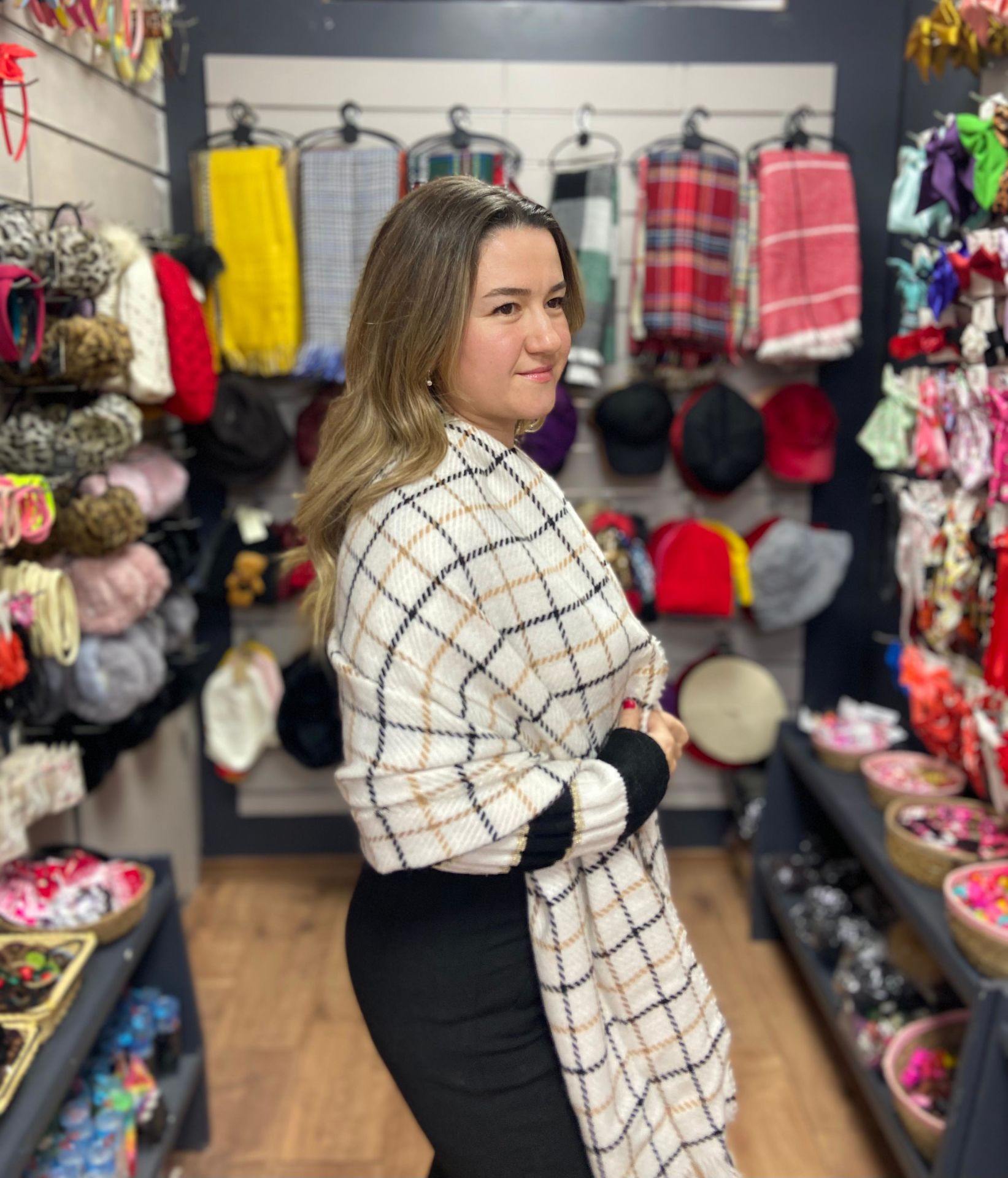 Tek Yönlü Şal Krem Tabanlı Çizgili