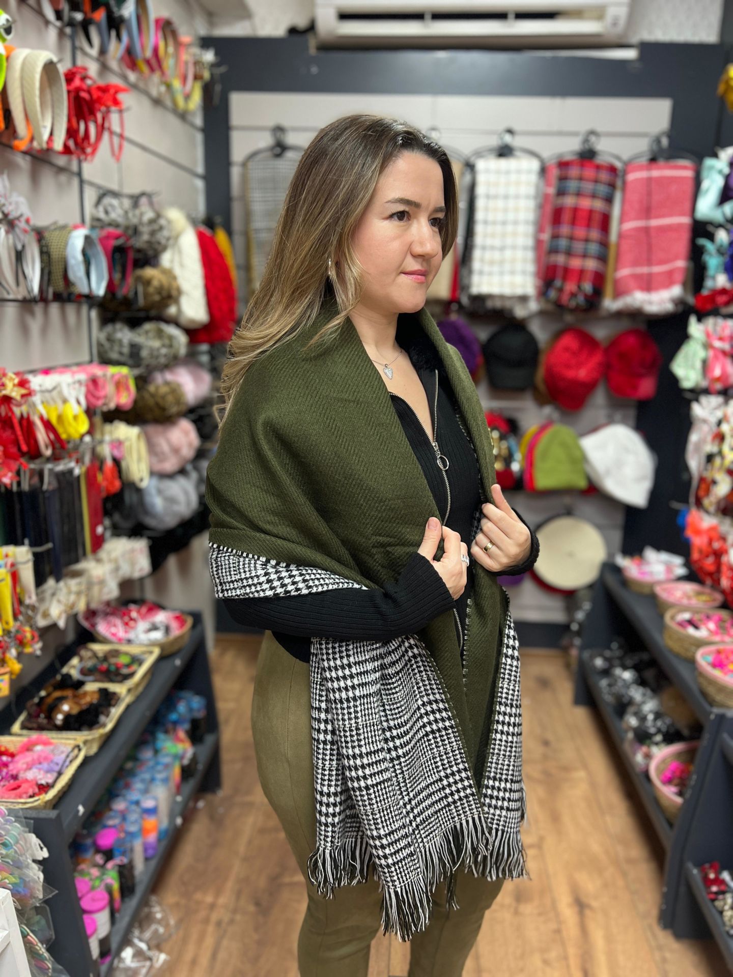 Çift Yönlü Şal Koyu Yeşil