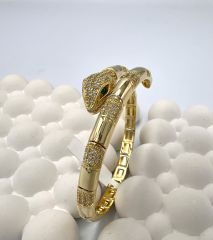 Kelepçe Yılan Model Taşlı Gold Renk