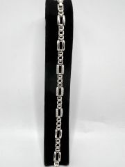 Özel Seri VIP Bileklik Kare Taşlı Halka Geçmeli Gümüş Renk