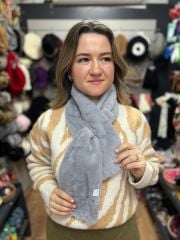 Peluş İçten Geçmeli Atkı Gri Renk