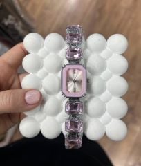 Swarowski Taşlı  Saat Pembe Renk