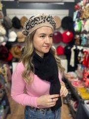 Peluş Ressam Şapkası Leopar Renk