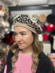 Peluş Ressam Şapkası Leopar Renk