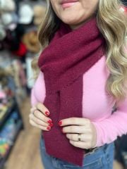 Peluş Atkı Bordo Renk