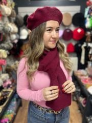Peluş Atkı Bordo Renk