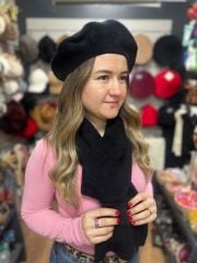 Peluş Atkı Siyah Renk