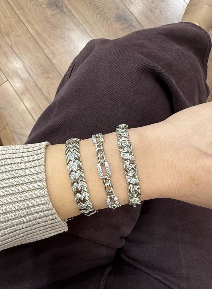 VIP Bileklik Taşlı Model Gümüş Renk